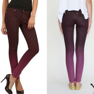 DL1961 Emma burgundy ombré waxed skinny jeans